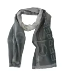 GF Ferre Gray Wool Viscose Foulard Patterned Branded Scarf