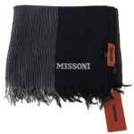 Missoni Black Striped Wool Unisex Neck Wrap Scarf 2