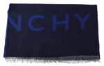 Givenchy Blue Wool Unisex Winter Warm Scarf Wrap Shawl