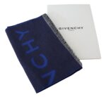 Givenchy Blue Wool Unisex Winter Warm Scarf Wrap Shawl