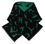 Givenchy Black Green Wool Unisex Winter Warm Scarf Wrap Shawl