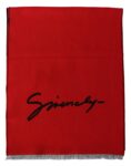 Givenchy Red Black Wool Unisex Winter Warm Scarf Wrap Shawl