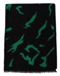 Givenchy Black Green Wool Unisex Winter Warm Scarf Wrap Shawl