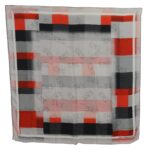 Costume National Gray Red Shawl Foulard Wrap Scarf 6