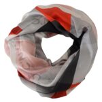 Costume National Gray Red Shawl Foulard Wrap Scarf 6