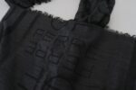 GF Ferre Black Wool Knitted Neck Wrap Shawl Fringes Scarf