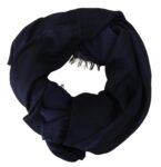 GF Ferre Dark Blue Wool Neck Wrap Shawl Fringes Scarf