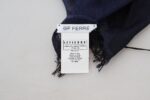 GF Ferre Dark Blue Wool Neck Wrap Shawl Fringes Scarf